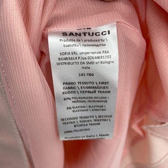NWT GIL SANTUCCI Pink Cap Sleeve Gold Detail Back Zip Mini Dress Size 42 (6 US) - Picture 9 of 9
